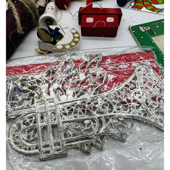 Vintage Christmas Crafters Lot Miniatures Flocked Postcard Ornament Santa Elf 1 - Picture 7 of 11